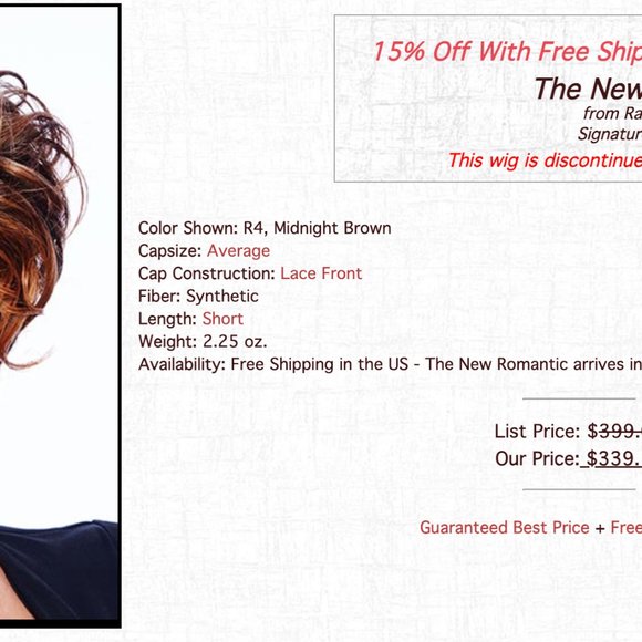 Raquel Welch Sheer Indulgence wig New Romantic average Honey Pecan R12/26H - Picture 4 of 16